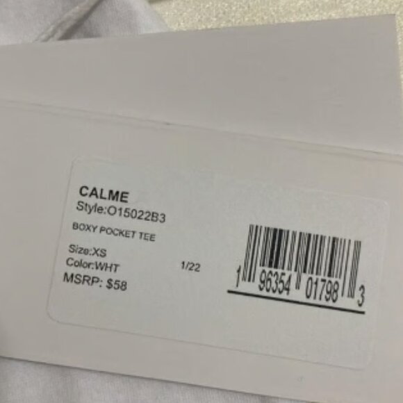 CALME Women's Cropped Boxy Pocket Tee T-Shirt Size XS - Picture 5 of 5